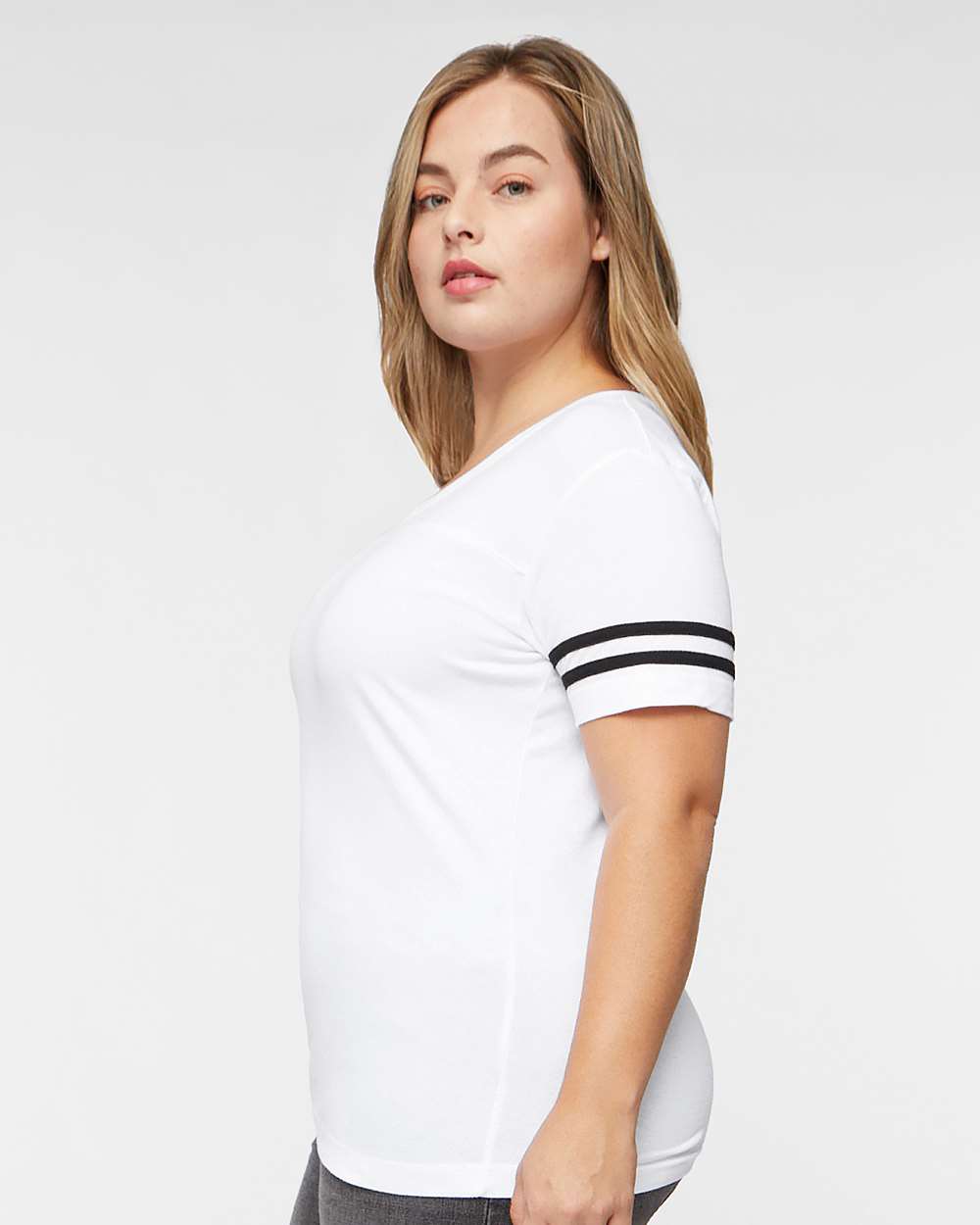 Women's Football V-Neck Fine Jersey Tee