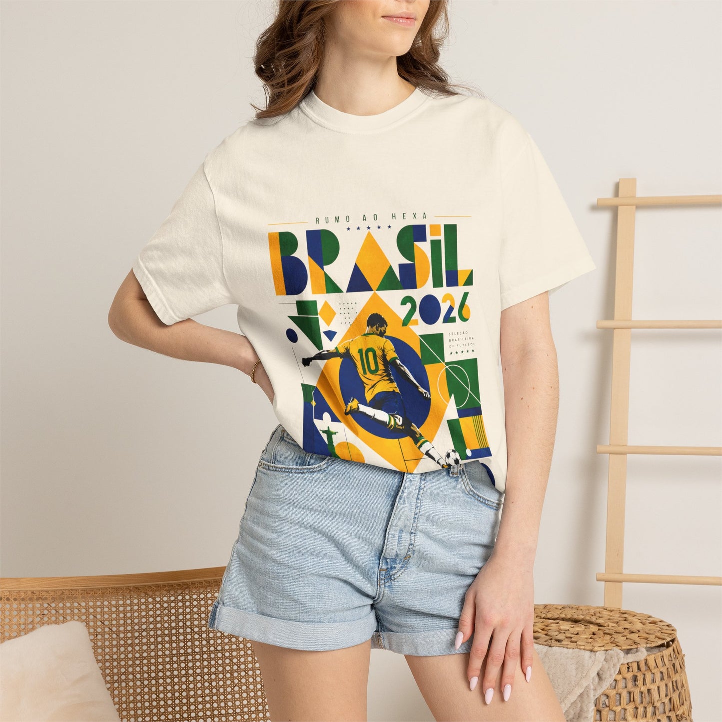 Brazil Rumo Ao Hexa World Cup 2026 T-Shirt PNG | Brasil 10 Geometric Soccer Graphic Tee | Copa Do Mundo Fan Gift
