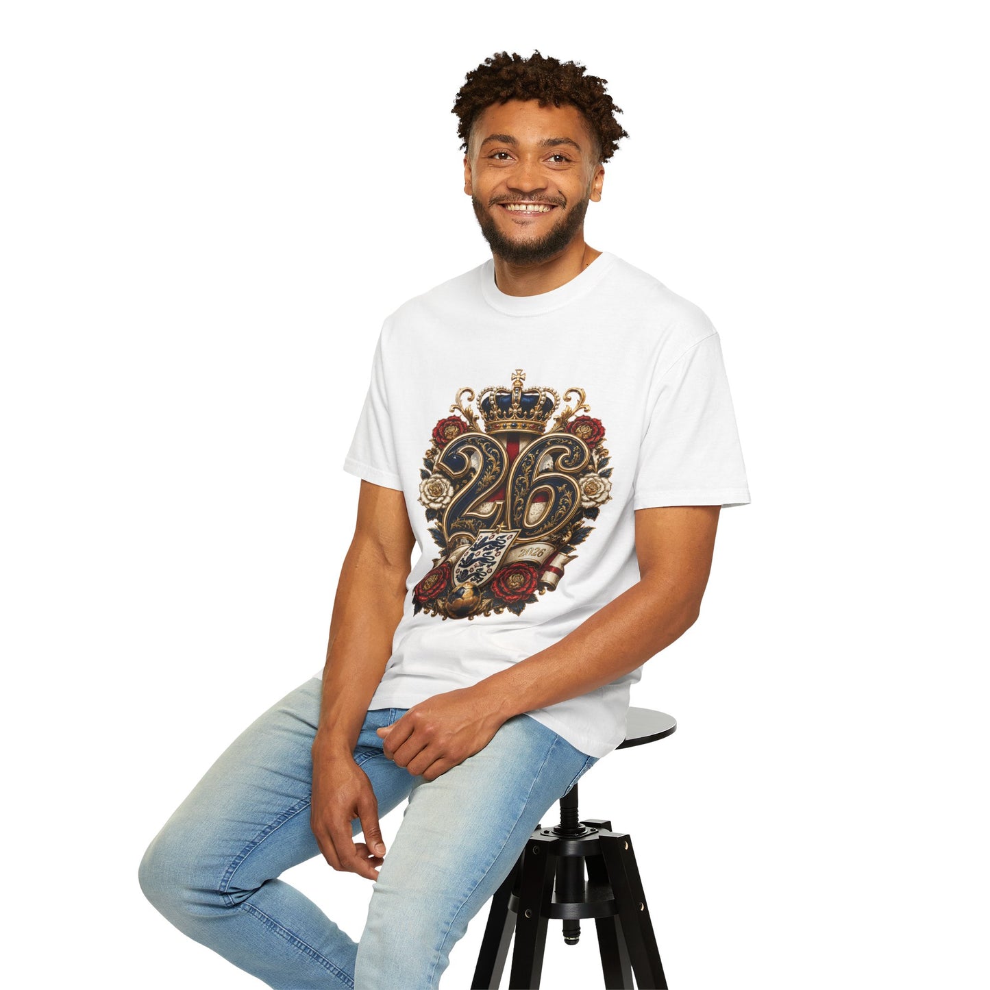 England Football '26 Baroque Monogram – Three Lions | Premium Graphic Tee