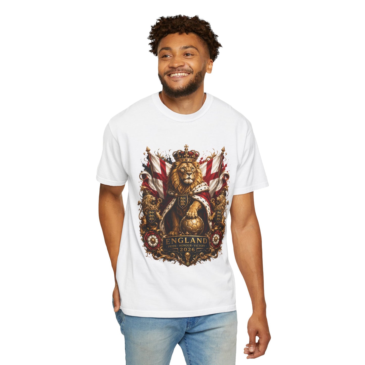 Sovereign Three Lions Crest – England Football Royal Legacy | Premium Graphic Tee