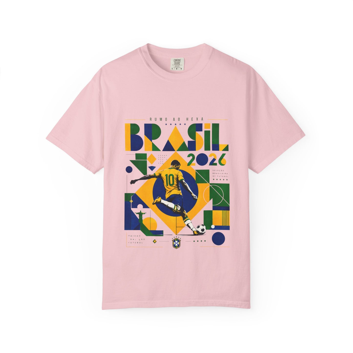 Brazil Rumo Ao Hexa World Cup 2026 T-Shirt PNG | Brasil 10 Geometric Soccer Graphic Tee | Copa Do Mundo Fan Gift