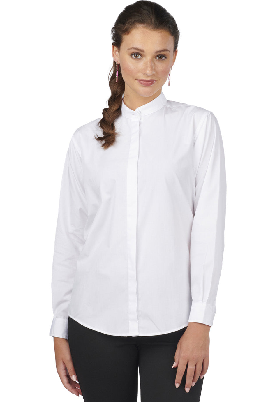 Edwards Ladies' Banded Collar Shirt Small White