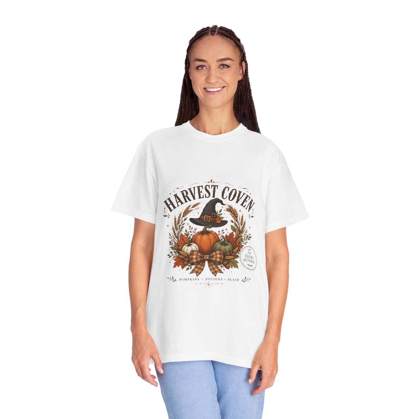 Harvest Coven Autumn Pumpkin Witch Hat | Premium Graphic Tee