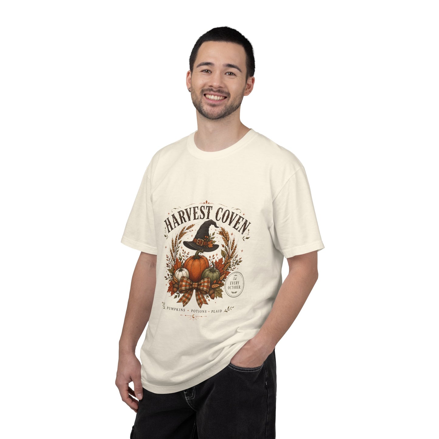 Harvest Coven Autumn Pumpkin Witch Hat | Premium Graphic Tee