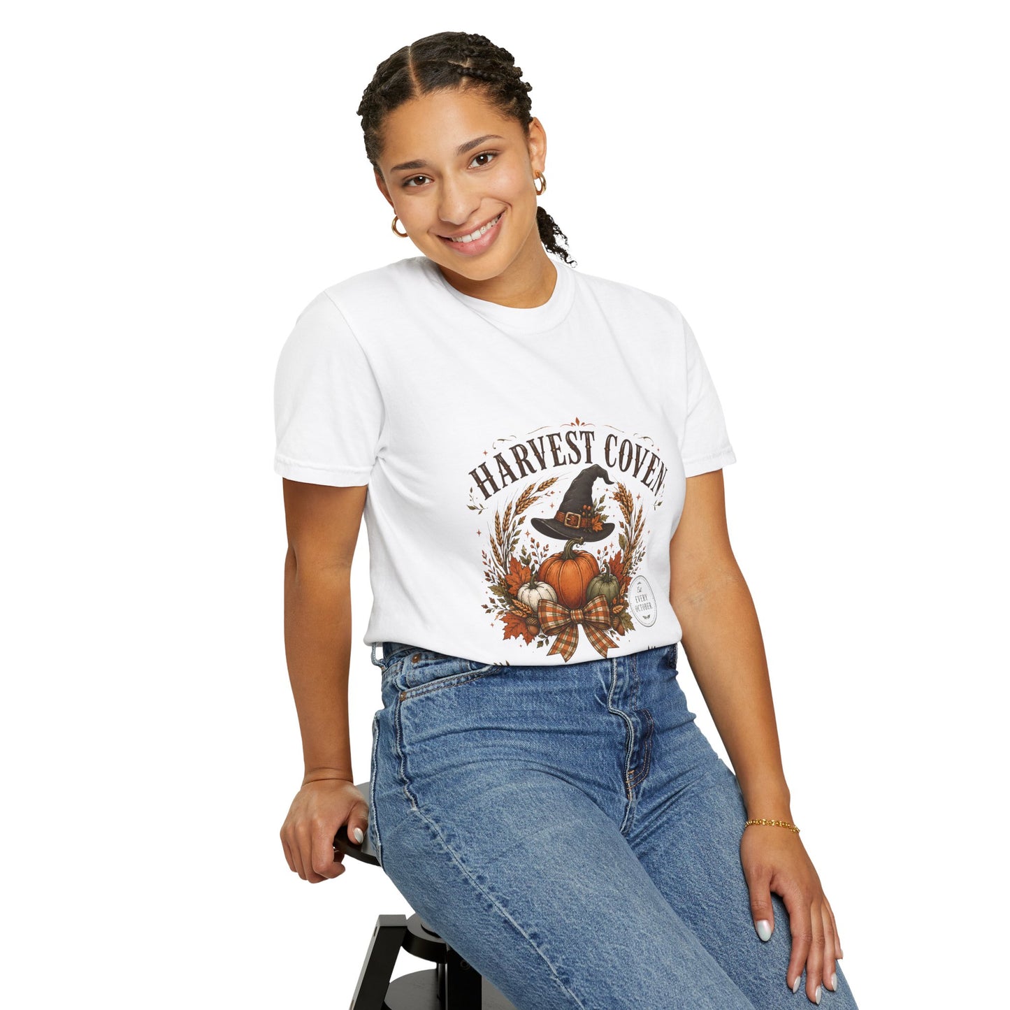 Harvest Coven Autumn Pumpkin Witch Hat | Premium Graphic Tee