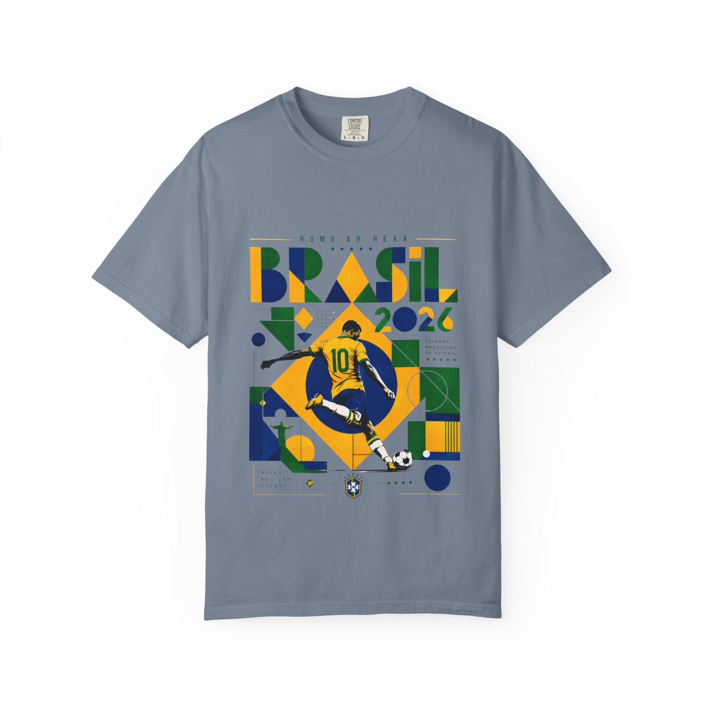 Brazil Rumo Ao Hexa World Cup 2026 T-Shirt PNG | Brasil 10 Geometric Soccer Graphic Tee | Copa Do Mundo Fan Gift