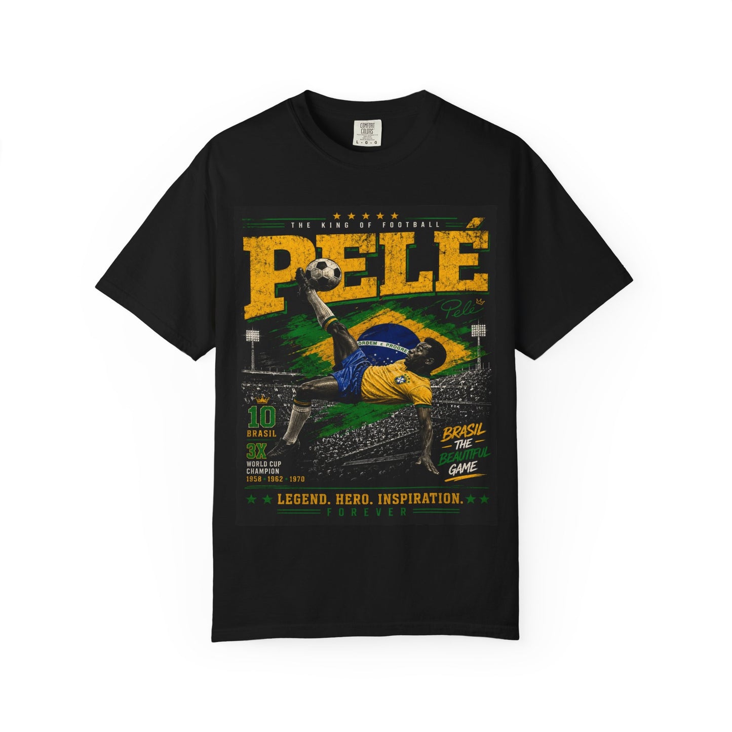 Pelé King of Football Brazil Legend T-Shirt PNG | Brasil #10 Beautiful Game Graphic Tee | Soccer Hero Gift