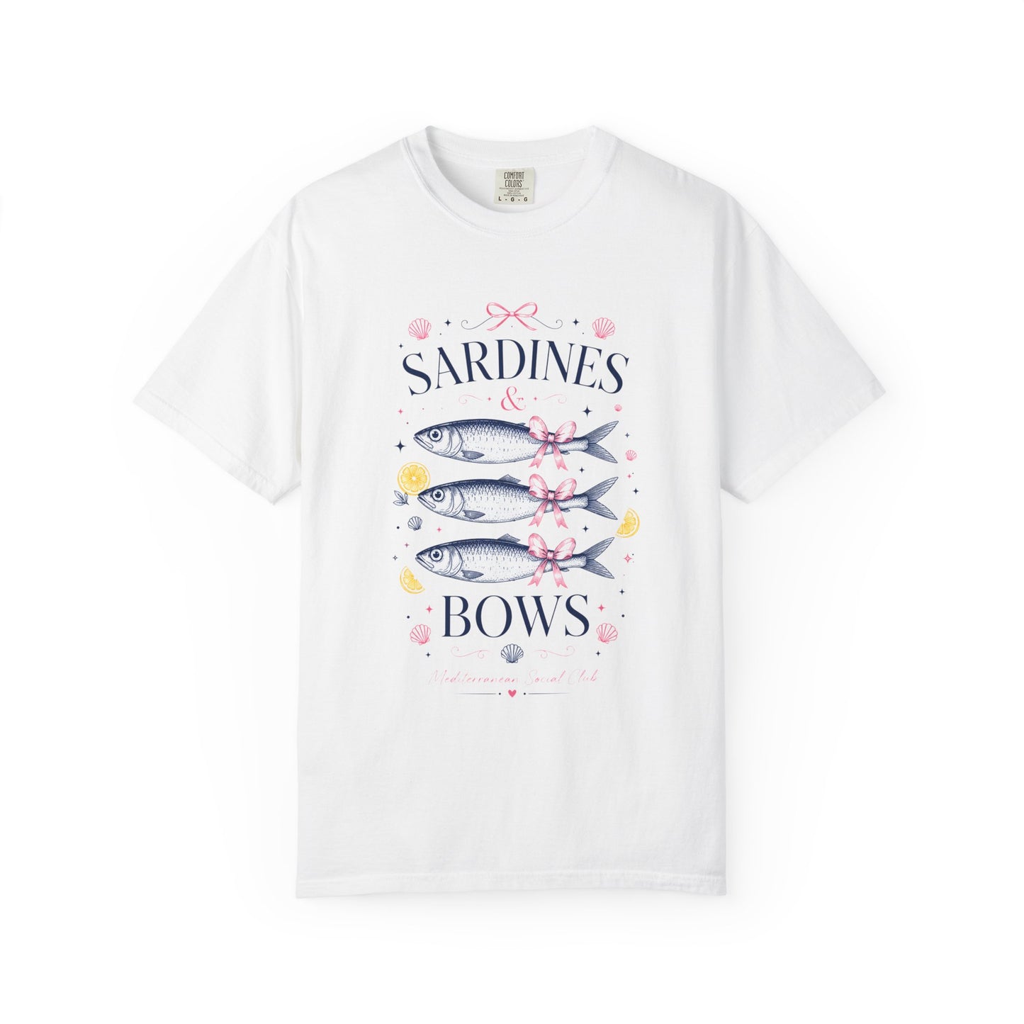 Sardines & Bows 'Mediterranean Social Club' Summer Graphic Tee – Coastal Coquette Aesthetic