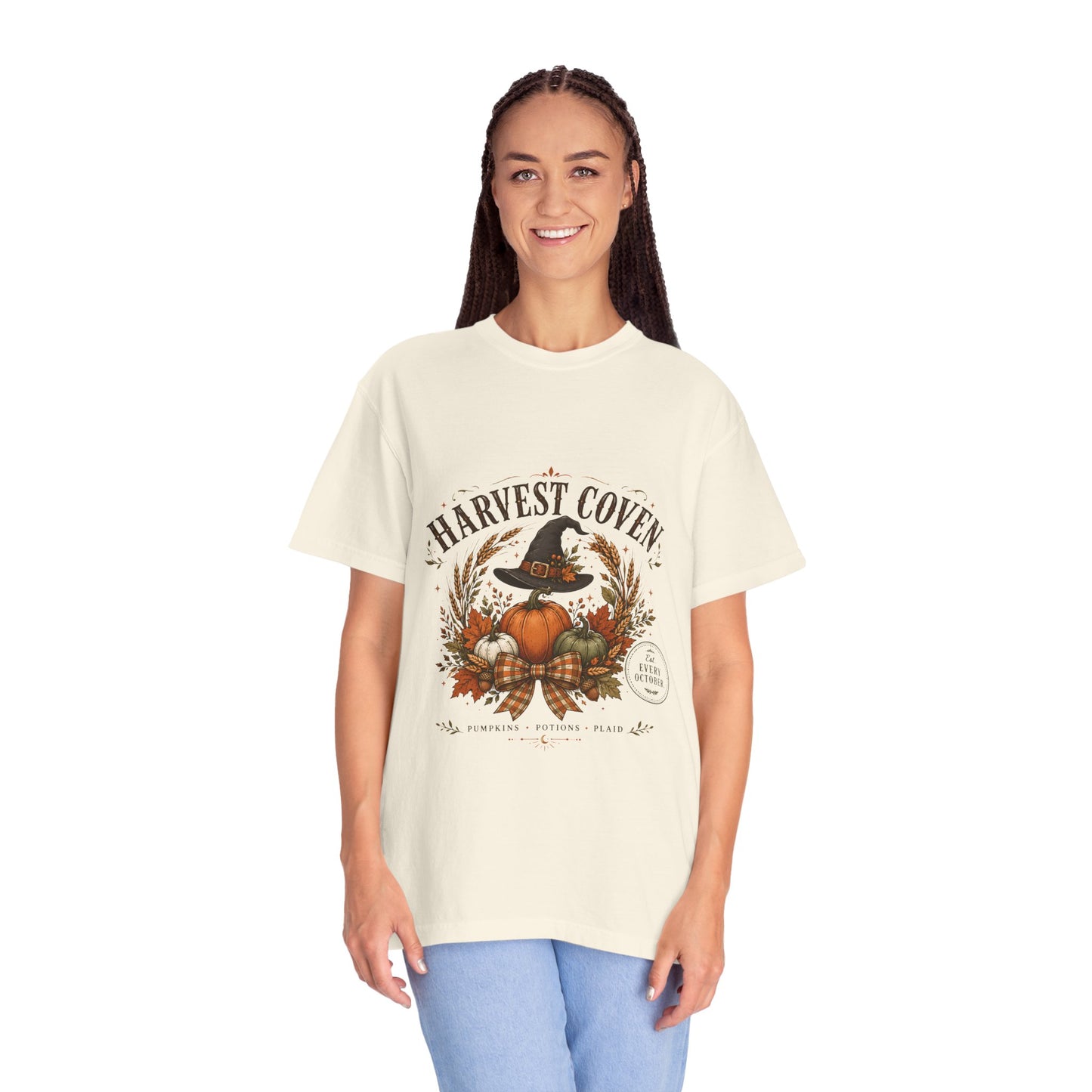 Harvest Coven Autumn Pumpkin Witch Hat | Premium Graphic Tee