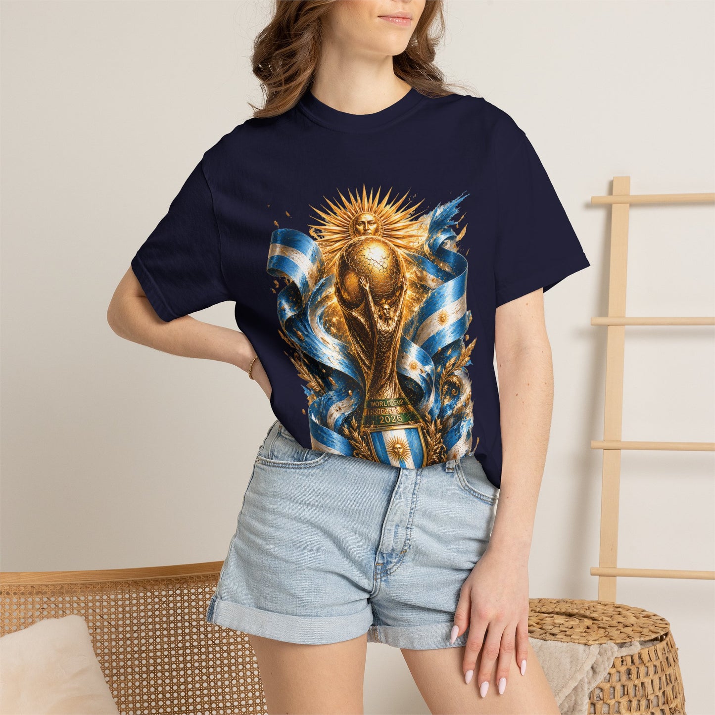 Argentina Football World Cup 2026 Radiant Trophy Shield – Celestial Glory | Premium Summer Tee