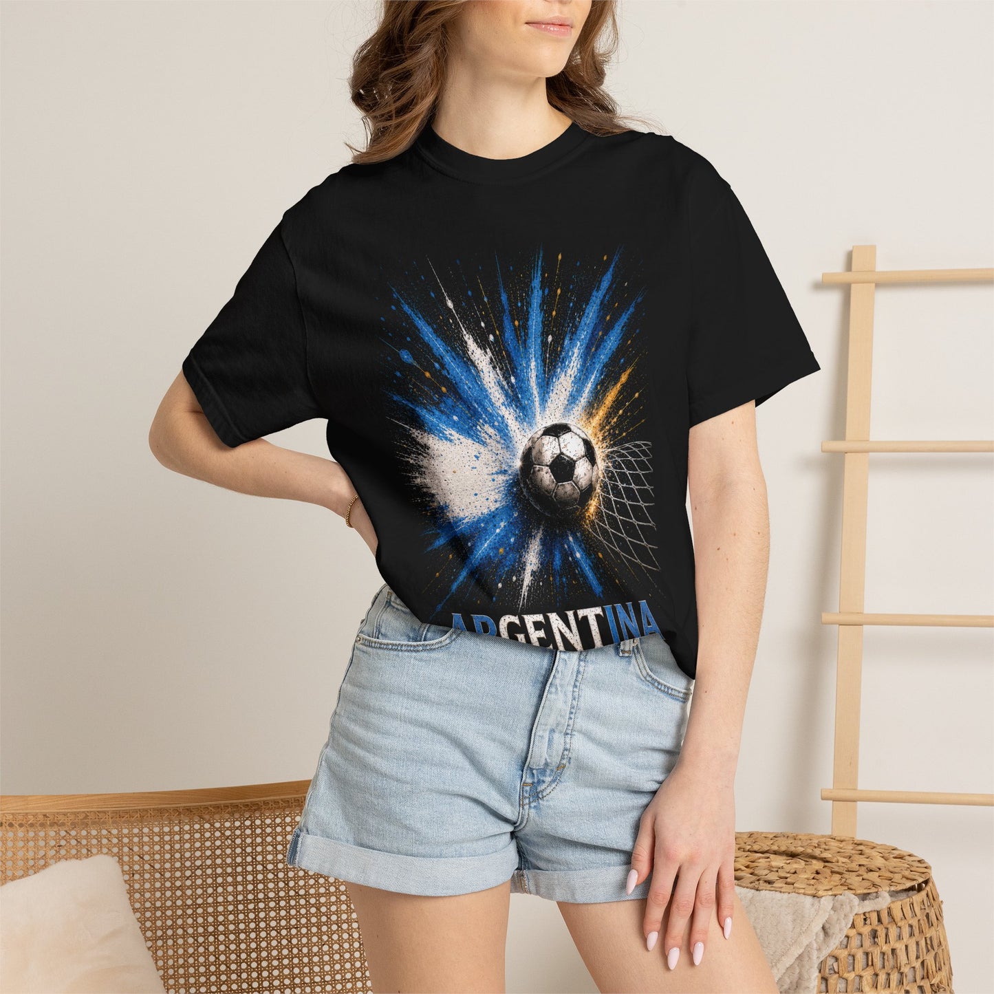 Argentina 2026 PNG | World Cup Soccer Ball Explosion Shirt Design | Blue White Paint Burst Football Graphic