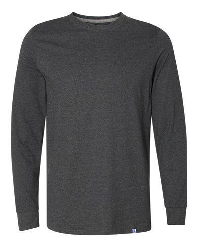 Russell Athletic Men's Basic Cotton Long Sleeve Tee, Black Heather, Medium