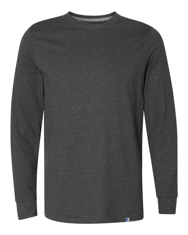 Russell Athletic Men's Basic Cotton Long Sleeve Tee, Black Heather, Medium