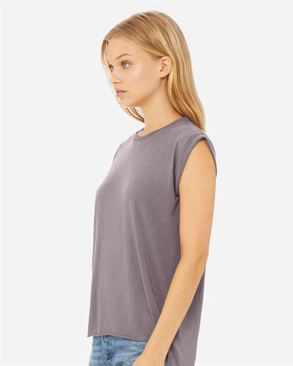 WomenÂ’s Flowy Rolled Cuffs Muscle Tee