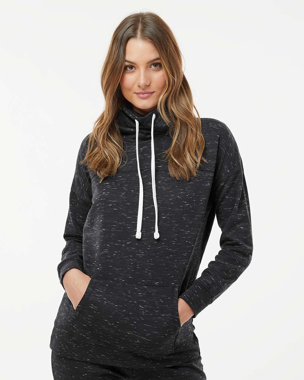 WomenÂ’s MÃ©lange Fleece Cowl Neck Sweatshirt