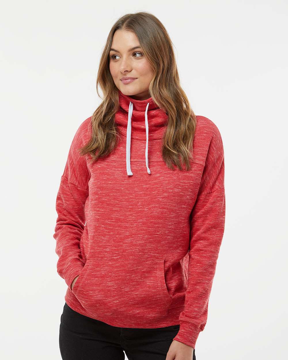 WomenÂ’s MÃ©lange Fleece Cowl Neck Sweatshirt