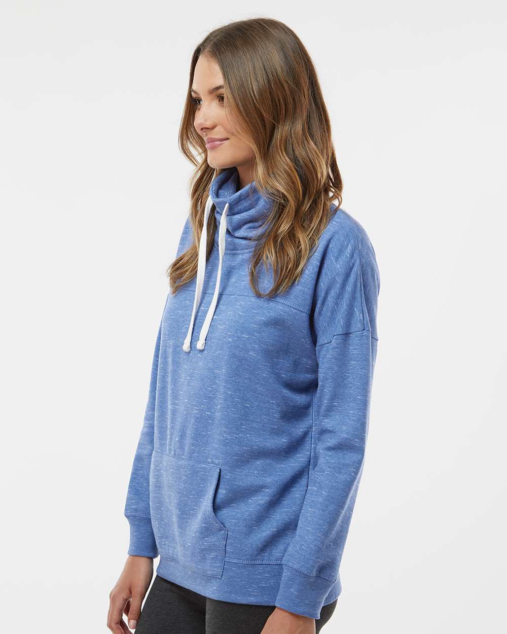 WomenÂ’s MÃ©lange Fleece Cowl Neck Sweatshirt