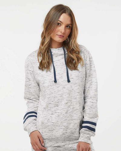 WomenÃ‚â€™s MÃƒÂ©lange Fleece Striped-Sleeve Hooded Sweatshirt
