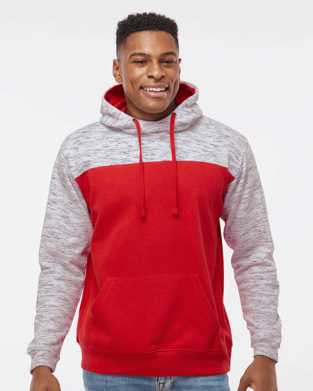 Men's MÃ©lange Fleece Colorblocked Hooded Sweatshirt