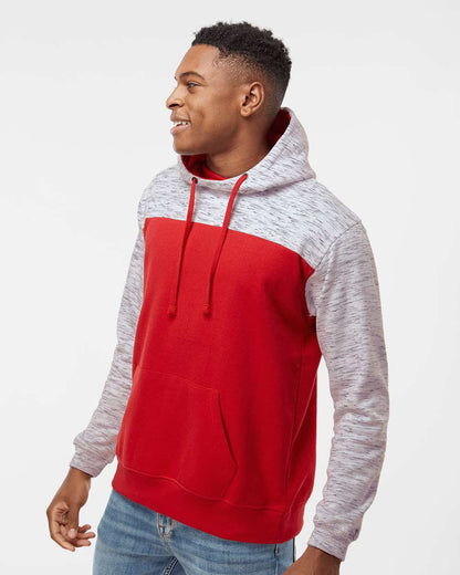 Men's MÃ©lange Fleece Colorblocked Hooded Sweatshirt