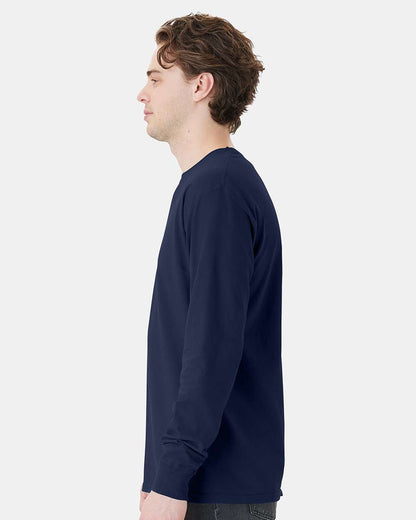 Unisex Garment-Dyed Long Sleeve T-Shirt With a Pocket