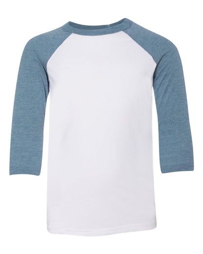 BELLA + CANVAS 3200Y Youth Three-Quarter Sleeve Baseball Tee