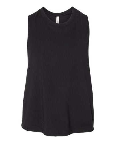 Bella Womens/Ladies Racer Back Cropped Tank Top (S) (Solid Black Blend)