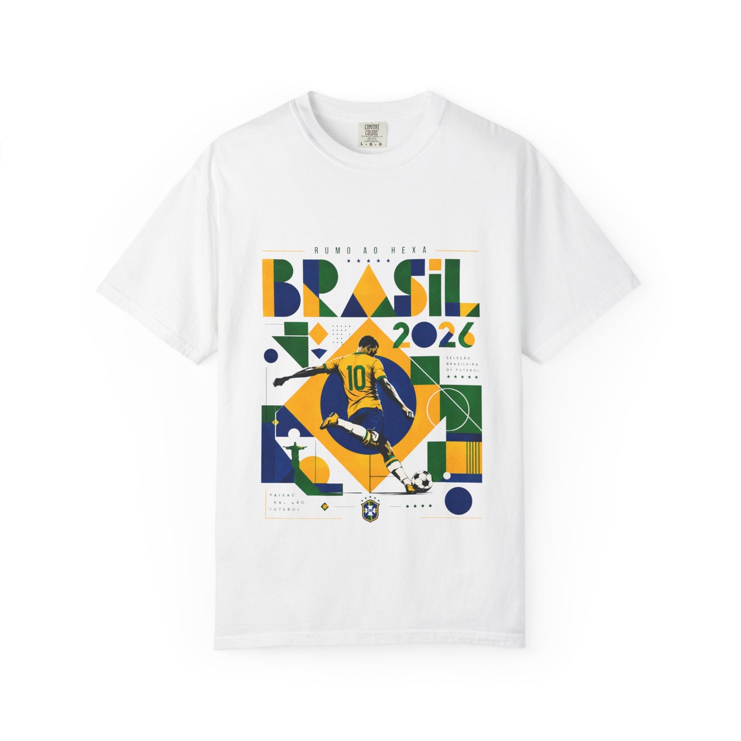 Brazil Rumo Ao Hexa World Cup 2026 T-Shirt PNG | Brasil 10 Geometric Soccer Graphic Tee | Copa Do Mundo Fan Gift