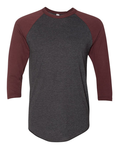 American Apparel BB453W 50/50 Raglan Three-Quarter Sleeve Tee