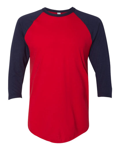 American Apparel BB453W 50/50 Raglan Three-Quarter Sleeve Tee