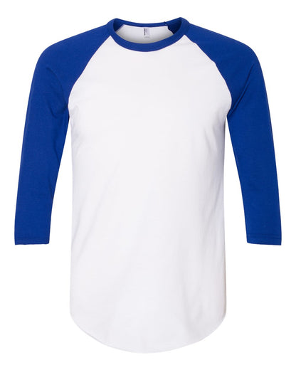 American Apparel BB453W 50/50 Raglan Three-Quarter Sleeve Tee