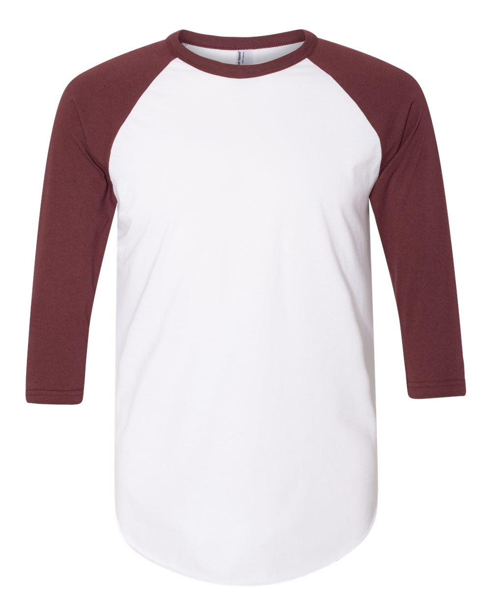 American Apparel BB453W 50/50 Raglan Three-Quarter Sleeve Tee