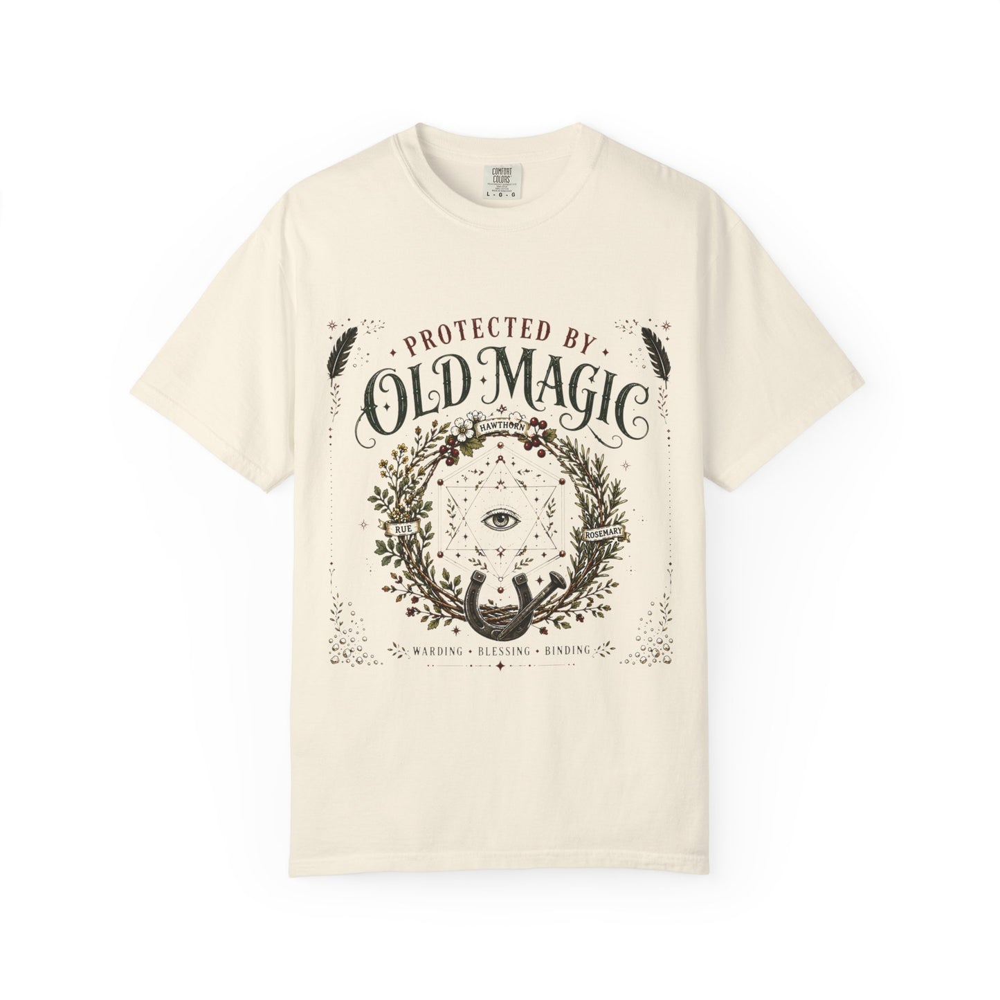 Protected By Old Magic Warding Wreath Halloween | Premium Graphic Tee
