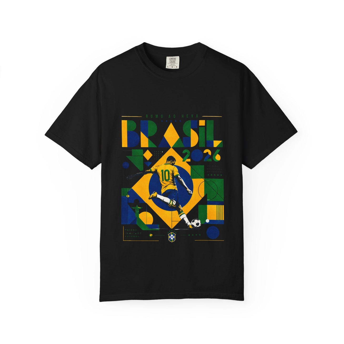 Brazil Rumo Ao Hexa World Cup 2026 T-Shirt PNG | Brasil 10 Geometric Soccer Graphic Tee | Copa Do Mundo Fan Gift