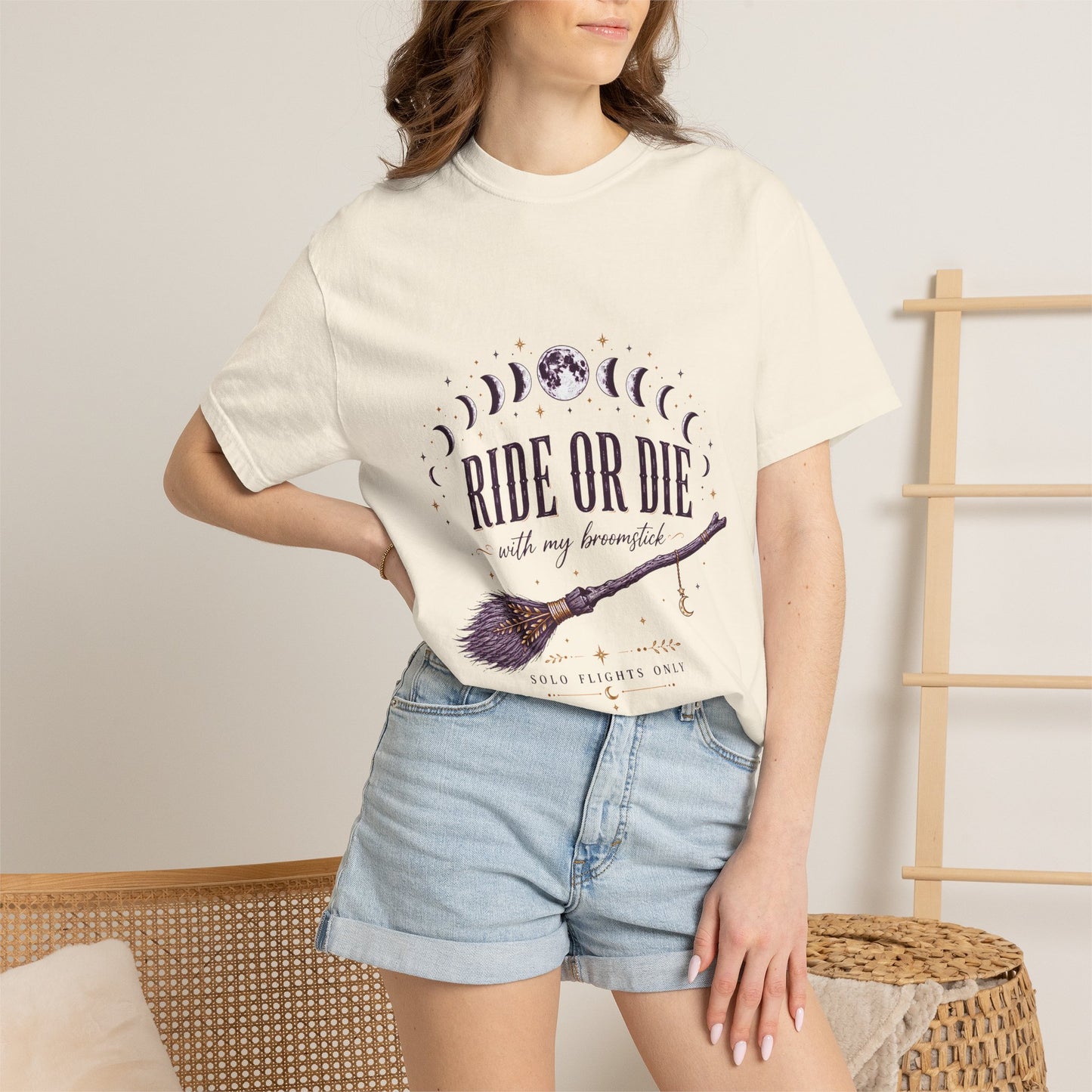 Ride Or Die With My Broomstick Celestial Witch | Premium Graphic Tee