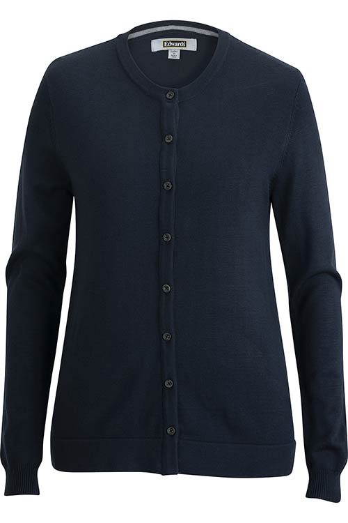 Edwards Garment Crew Neck Cardigan With Drop Tail