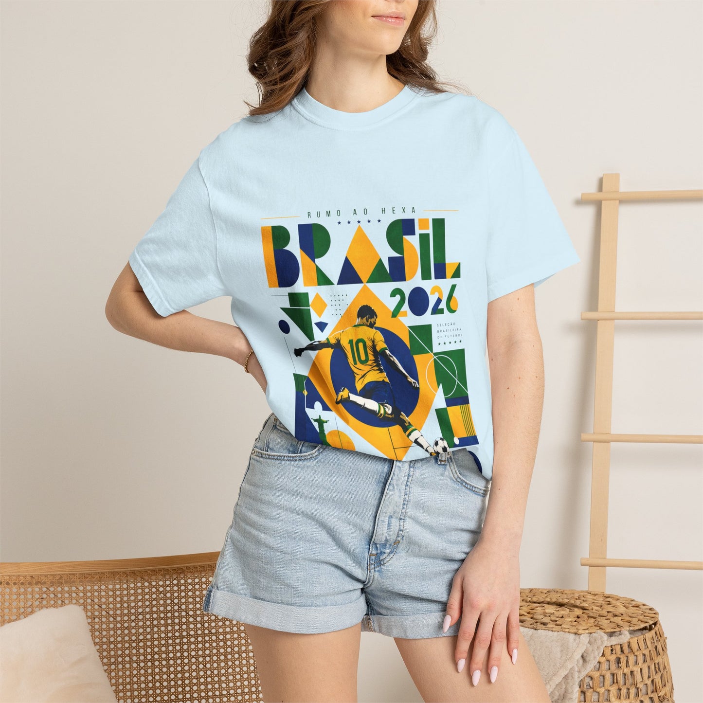 Brazil Rumo Ao Hexa World Cup 2026 T-Shirt PNG | Brasil 10 Geometric Soccer Graphic Tee | Copa Do Mundo Fan Gift