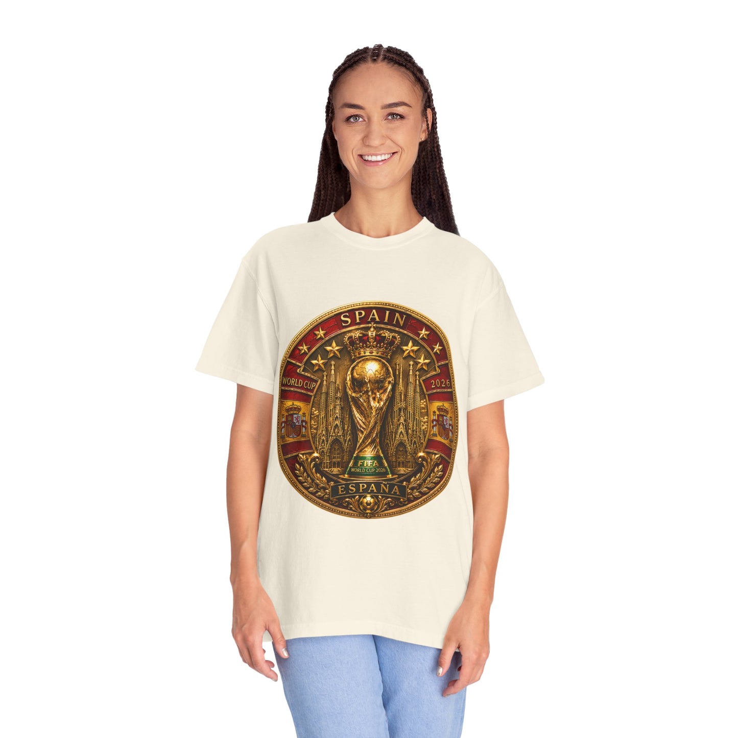 Spain Football World Cup 2026 'Medalha de Sagrada' Round Medallion | Premium Graphic Tee