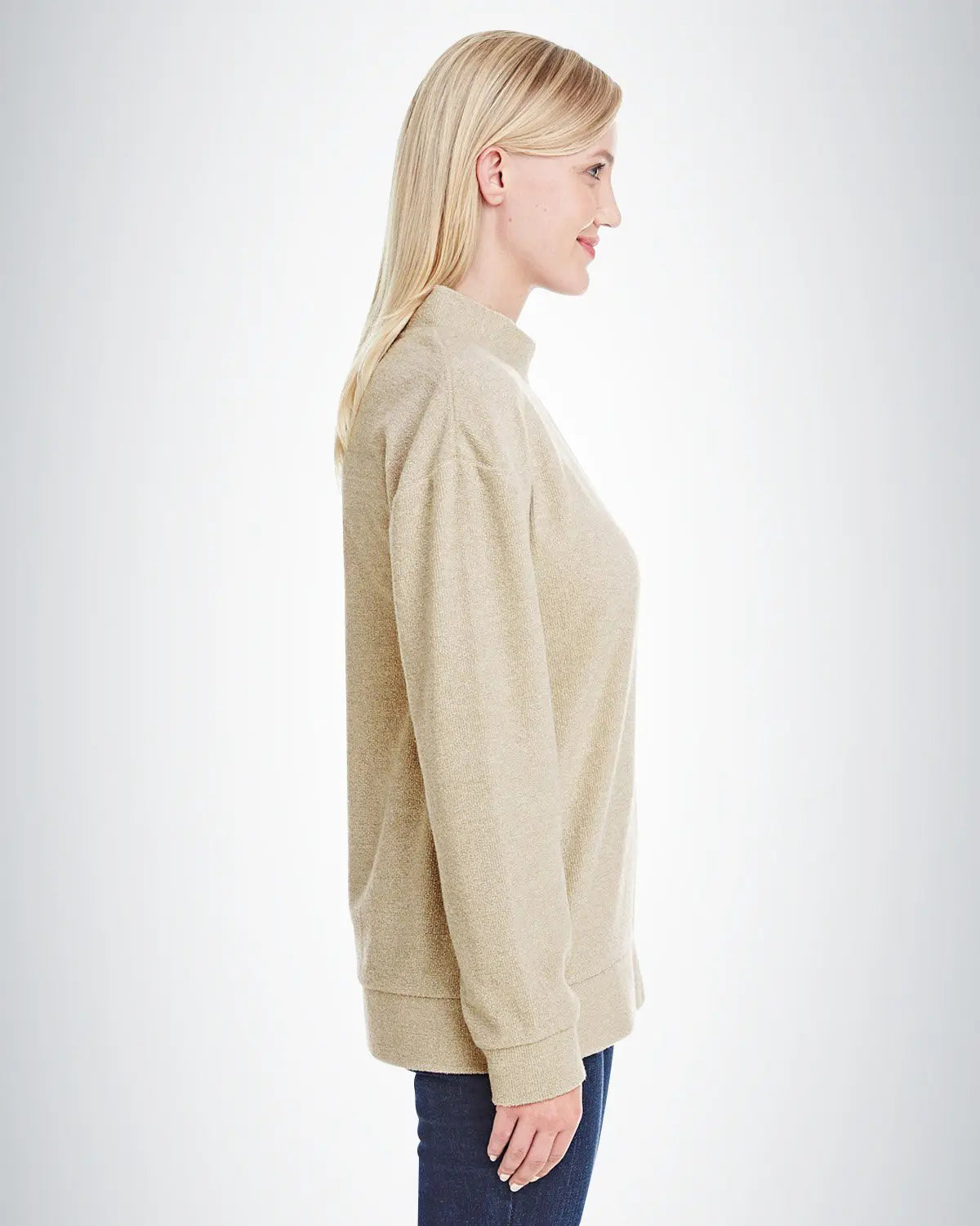 J. America 8428 Women Weekend Terry Mock Neck Pullover