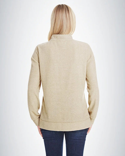 J. America 8428 Women Weekend Terry Mock Neck Pullover