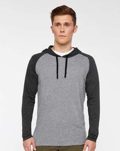 Men's Fine Jersey Hooded Long Sleeve Raglan T-Shirt