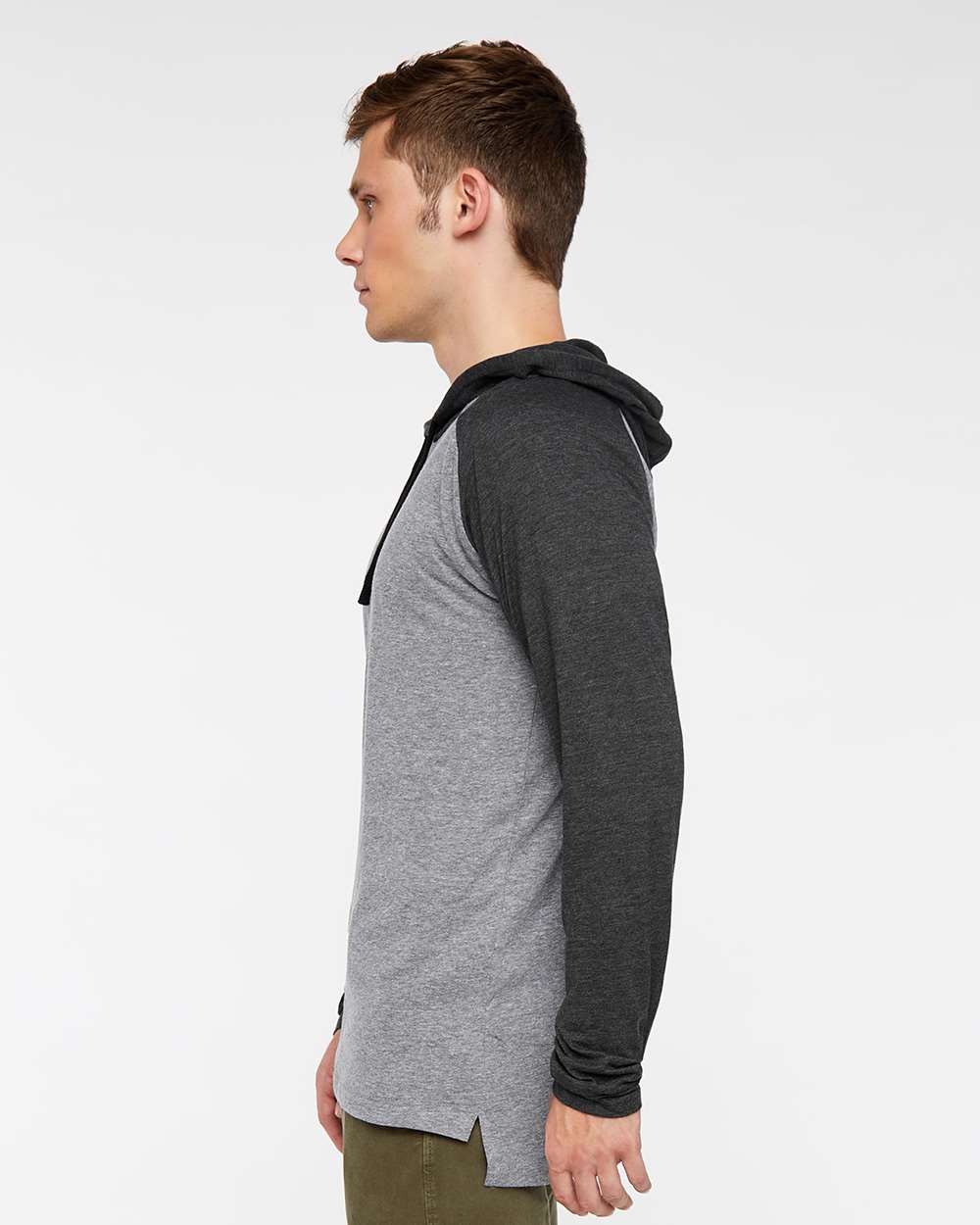 Men's Fine Jersey Hooded Long Sleeve Raglan T-Shirt