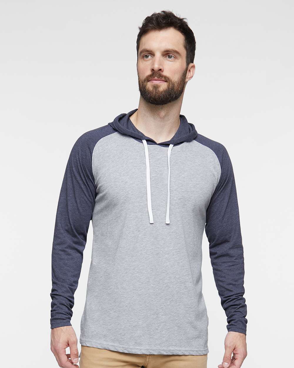 Men's Fine Jersey Hooded Long Sleeve Raglan T-Shirt