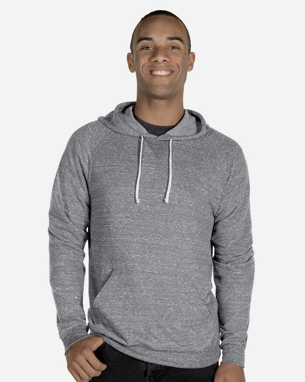 Unisex Snow Heather French Terry Raglan Hooded Sweatshirt