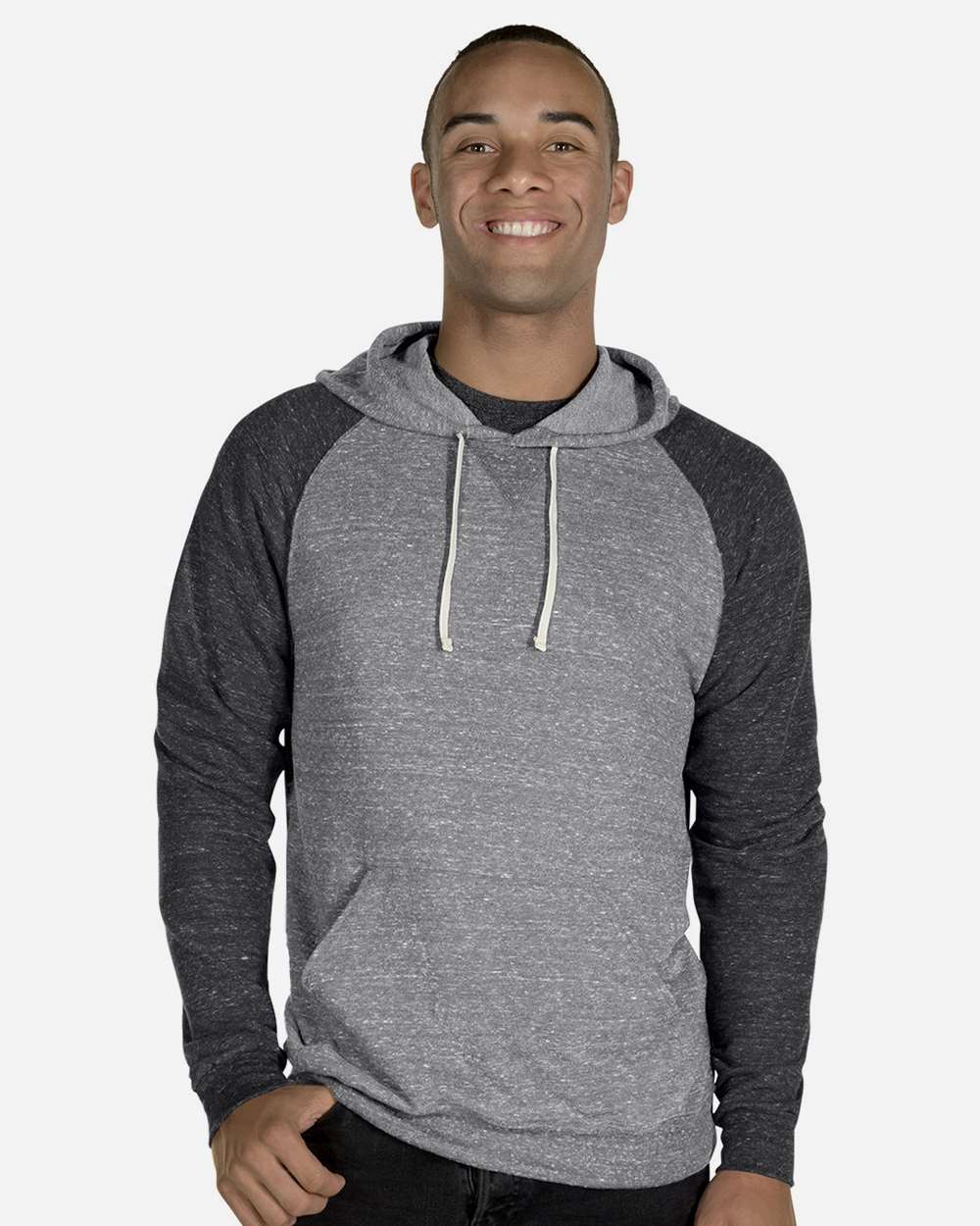 Unisex Snow Heather French Terry Raglan Hooded Sweatshirt