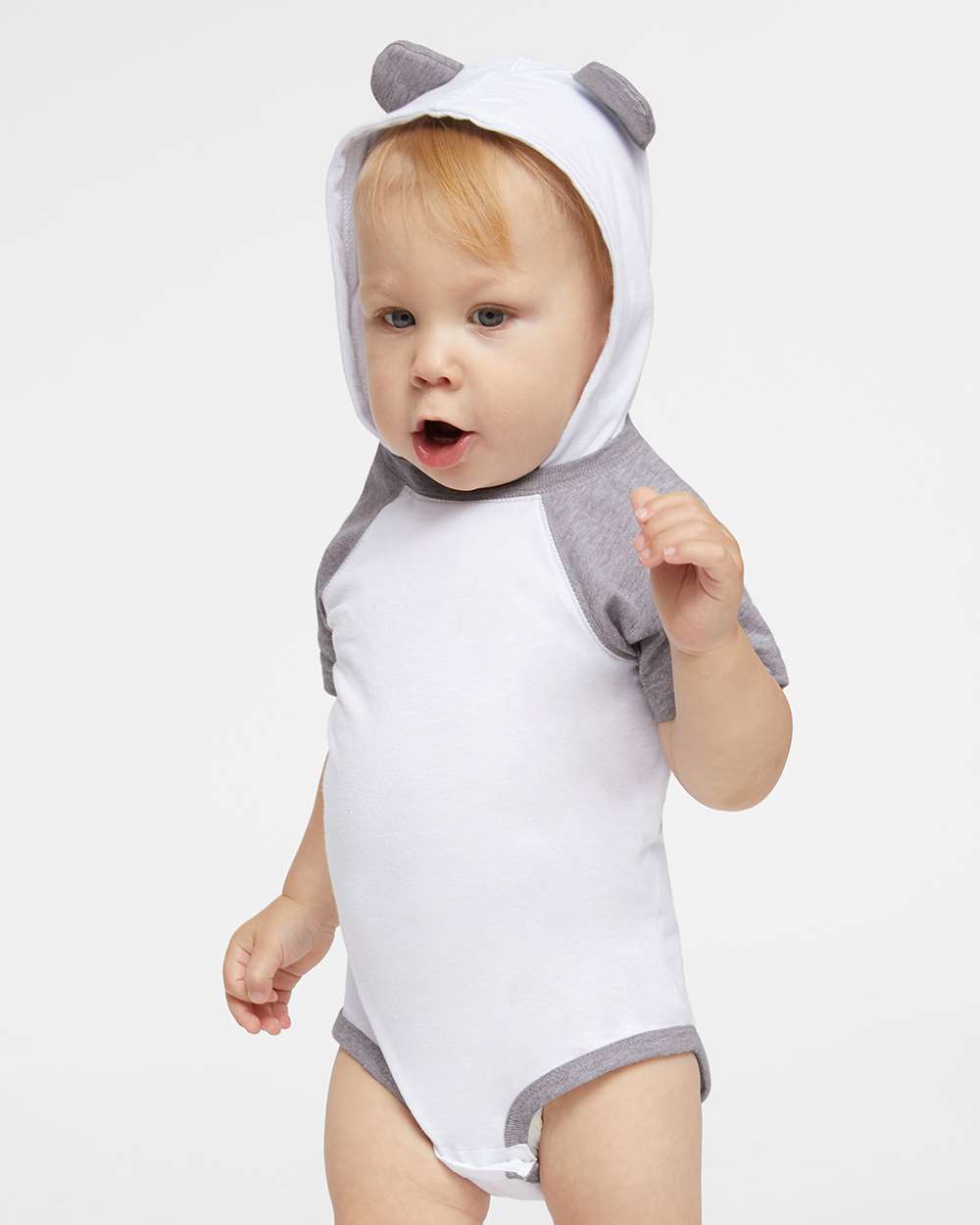 Infant Fine Jersey Raglan Bodysuit with Hood & Ears