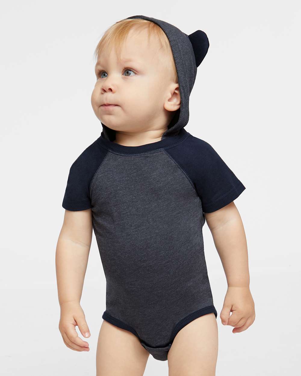 Infant Fine Jersey Raglan Bodysuit with Hood & Ears