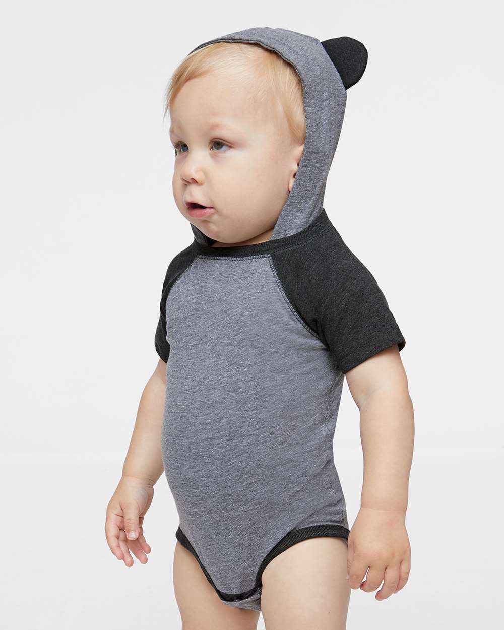 Infant Fine Jersey Raglan Bodysuit with Hood & Ears