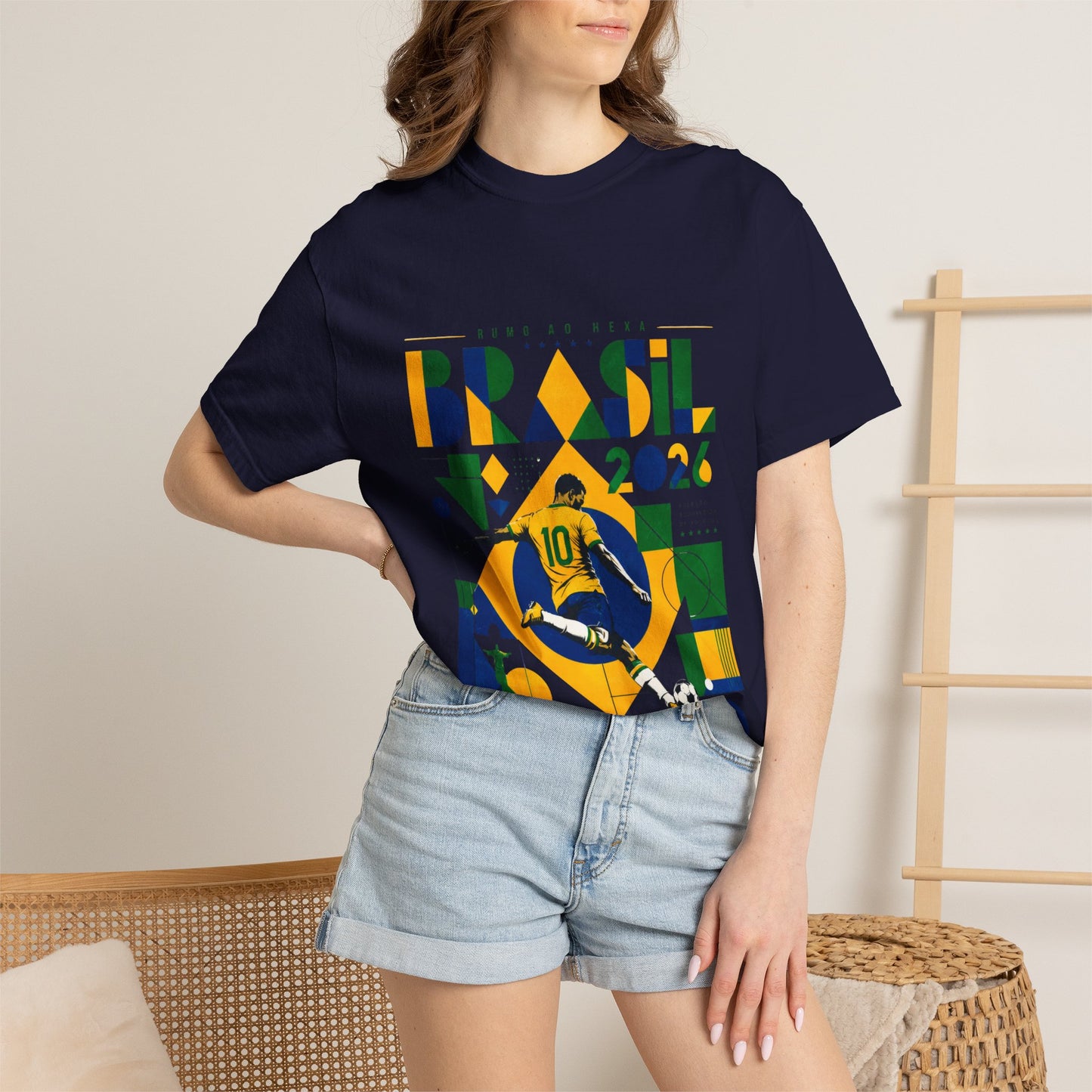 Brazil Rumo Ao Hexa World Cup 2026 T-Shirt PNG | Brasil 10 Geometric Soccer Graphic Tee | Copa Do Mundo Fan Gift