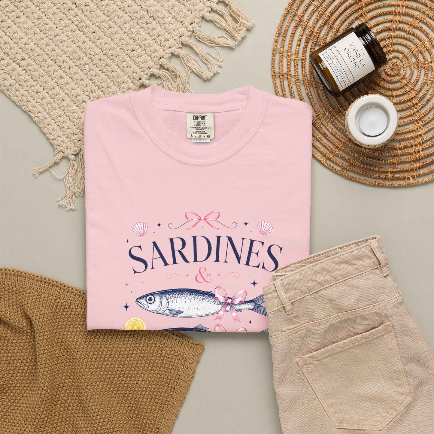 Sardines & Bows 'Mediterranean Social Club' Summer Graphic Tee – Coastal Coquette Aesthetic